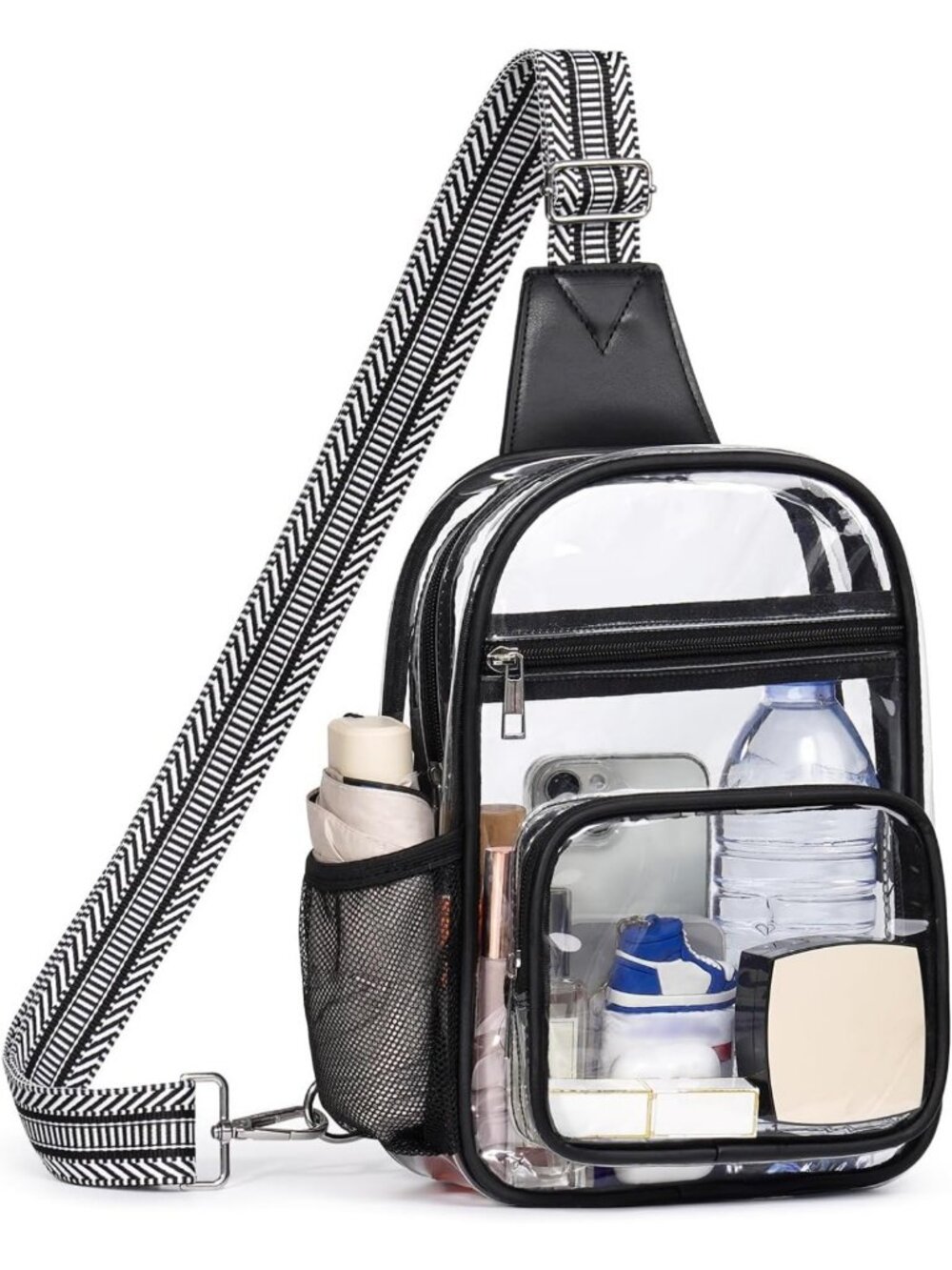 Clear Stadium Bag for Events, Transparent Crossbody Purse, See-Through Sling